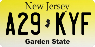 NJ license plate A29KYF