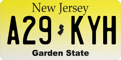 NJ license plate A29KYH