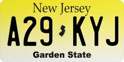 NJ license plate A29KYJ
