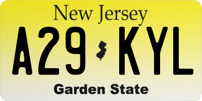 NJ license plate A29KYL