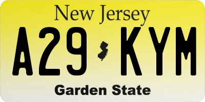 NJ license plate A29KYM