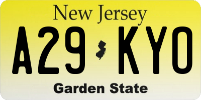 NJ license plate A29KYO