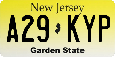 NJ license plate A29KYP