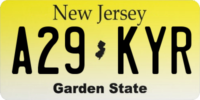 NJ license plate A29KYR