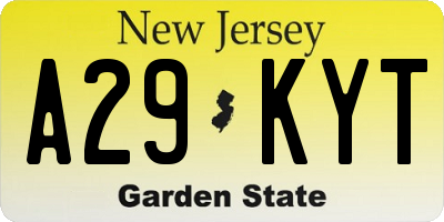NJ license plate A29KYT