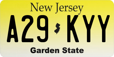 NJ license plate A29KYY