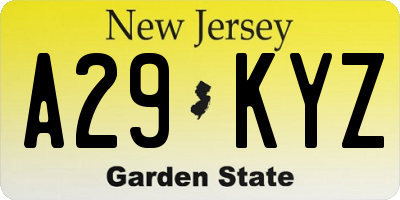 NJ license plate A29KYZ