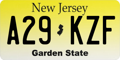 NJ license plate A29KZF