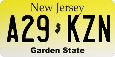 NJ license plate A29KZN