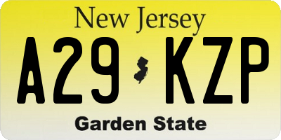 NJ license plate A29KZP
