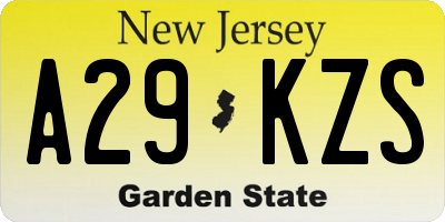 NJ license plate A29KZS