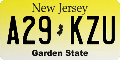 NJ license plate A29KZU
