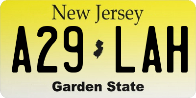 NJ license plate A29LAH