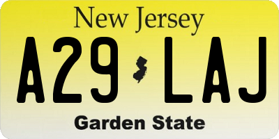 NJ license plate A29LAJ