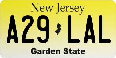 NJ license plate A29LAL