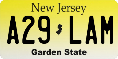 NJ license plate A29LAM
