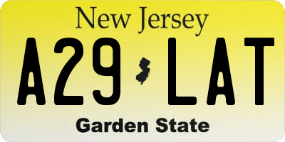 NJ license plate A29LAT
