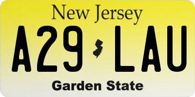 NJ license plate A29LAU