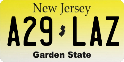 NJ license plate A29LAZ