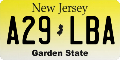 NJ license plate A29LBA