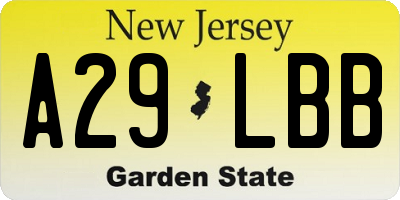 NJ license plate A29LBB