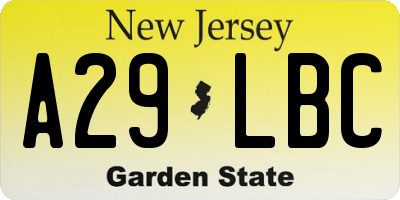 NJ license plate A29LBC