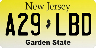 NJ license plate A29LBD