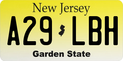 NJ license plate A29LBH