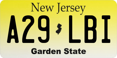NJ license plate A29LBI