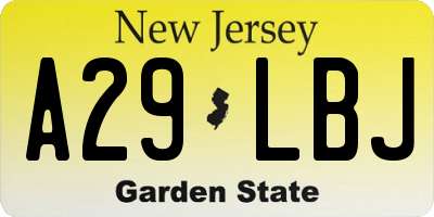 NJ license plate A29LBJ