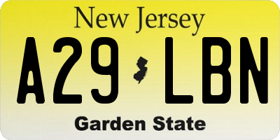 NJ license plate A29LBN