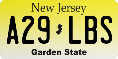 NJ license plate A29LBS