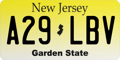 NJ license plate A29LBV