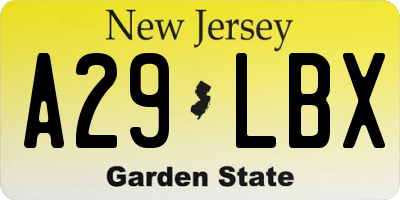 NJ license plate A29LBX