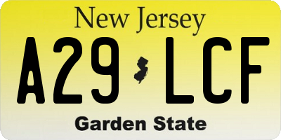 NJ license plate A29LCF