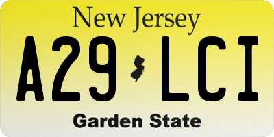 NJ license plate A29LCI