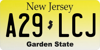 NJ license plate A29LCJ