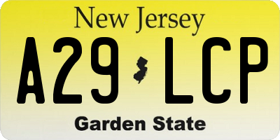 NJ license plate A29LCP