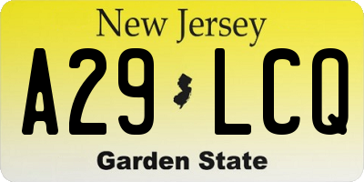 NJ license plate A29LCQ