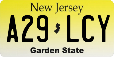 NJ license plate A29LCY