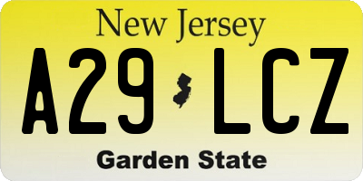 NJ license plate A29LCZ
