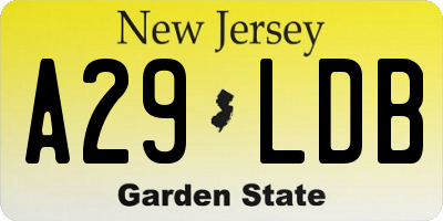 NJ license plate A29LDB