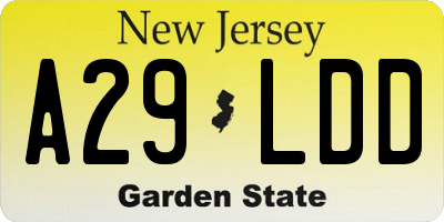 NJ license plate A29LDD