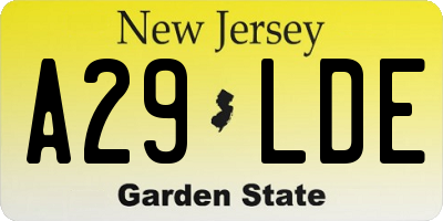 NJ license plate A29LDE