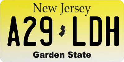 NJ license plate A29LDH