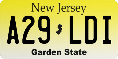 NJ license plate A29LDI