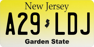 NJ license plate A29LDJ