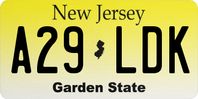 NJ license plate A29LDK
