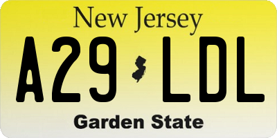 NJ license plate A29LDL