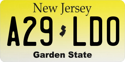 NJ license plate A29LDO